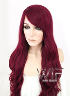 30" Wavy Dark Red Synthetic Wig MB80