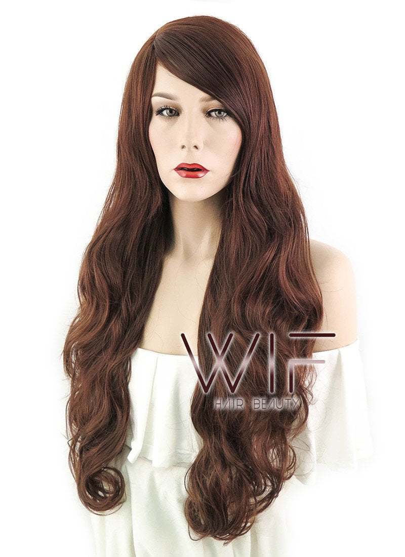 30" Wavy Chestnut Brown Synthetic Wig MB86