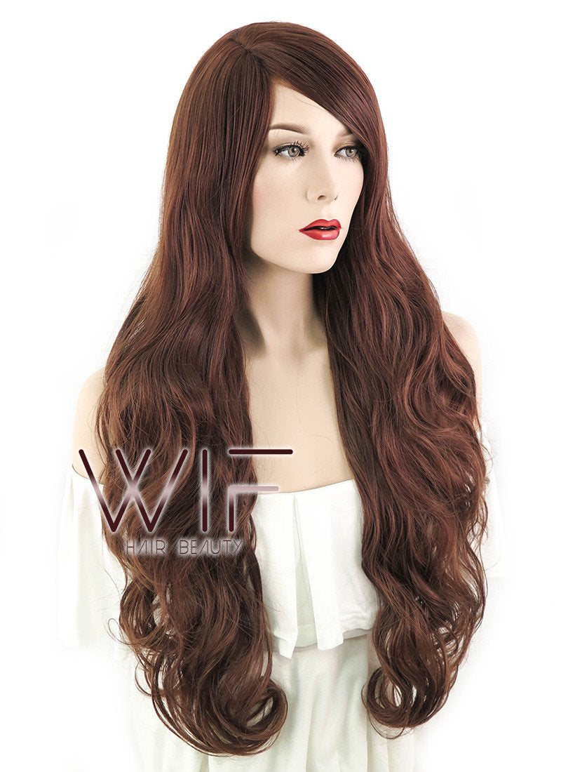 30" Wavy Chestnut Brown Synthetic Wig MB86