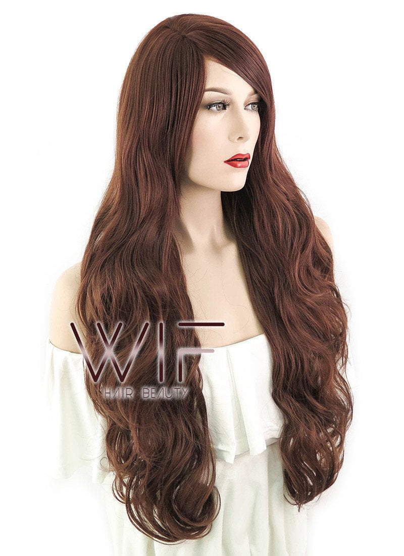 30" Wavy Chestnut Brown Synthetic Wig MB86