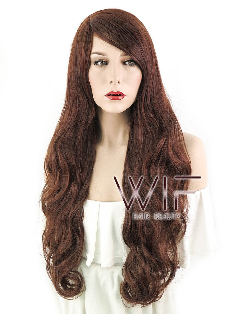 30" Wavy Chestnut Brown Synthetic Wig MB86