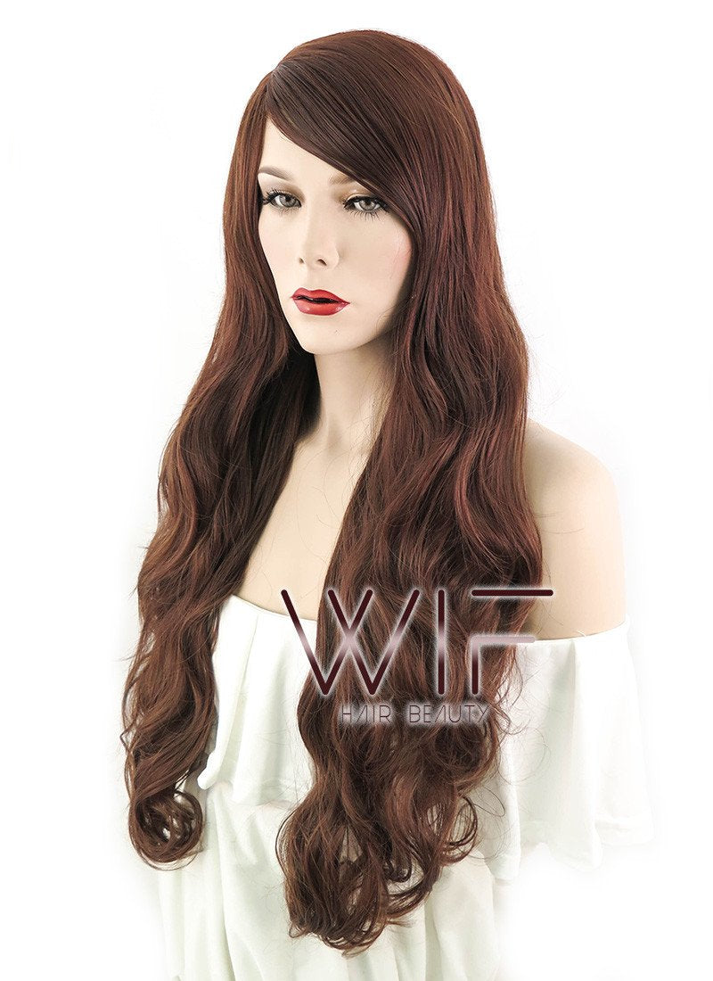 30" Wavy Chestnut Brown Synthetic Wig MB86