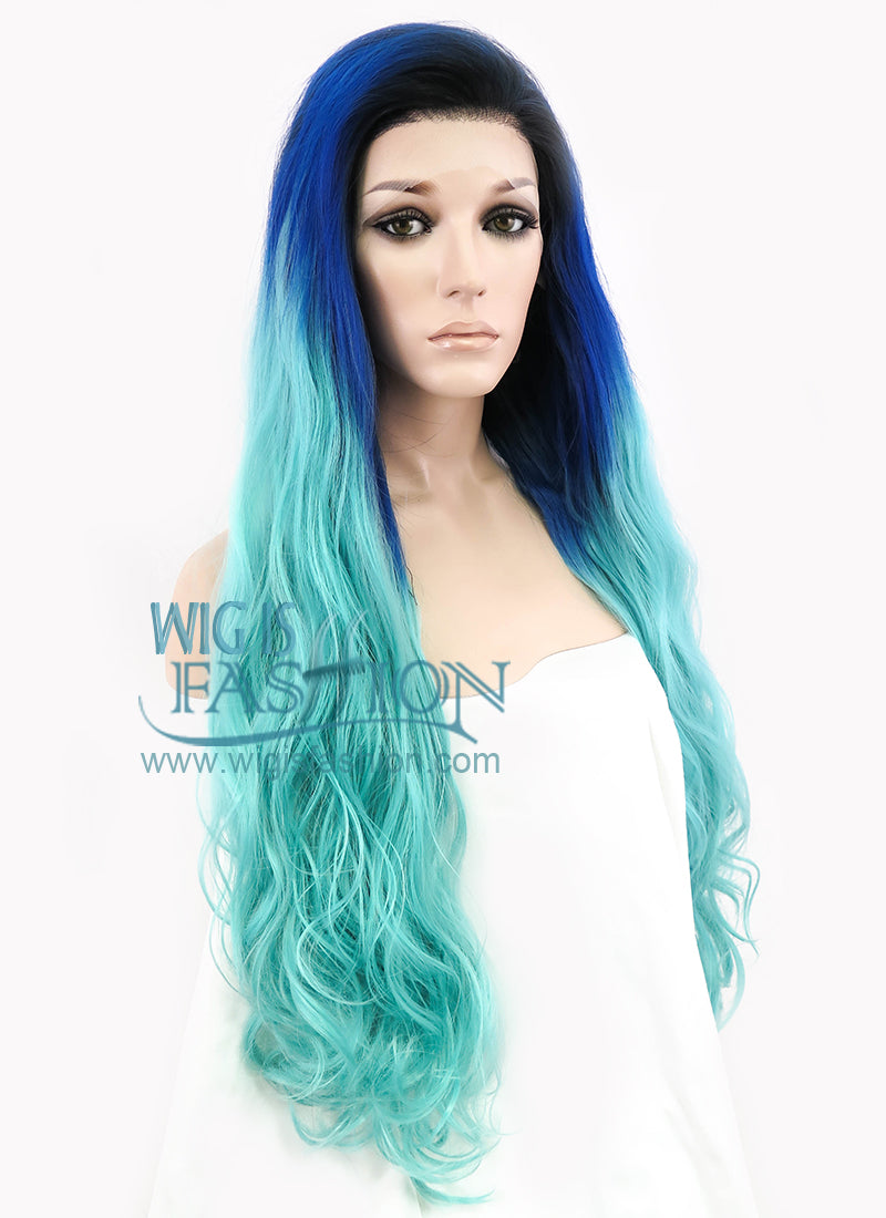 24" Wavy Light Ash Blonde Lace Front Synthetic Wig LF101