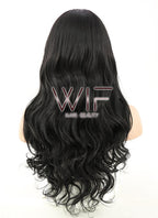 24" Heat Resistant Long Wavy Jet Black Fashion Hair Wig MS01