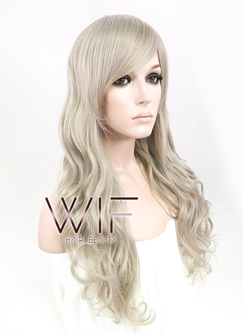 24" Wavy Ash Blonde Synthetic Wig MS149