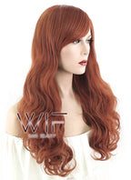 24" Wavy Brownish Orange Synthetic Wig MS99