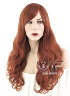 24" Wavy Brownish Orange Synthetic Wig MS99