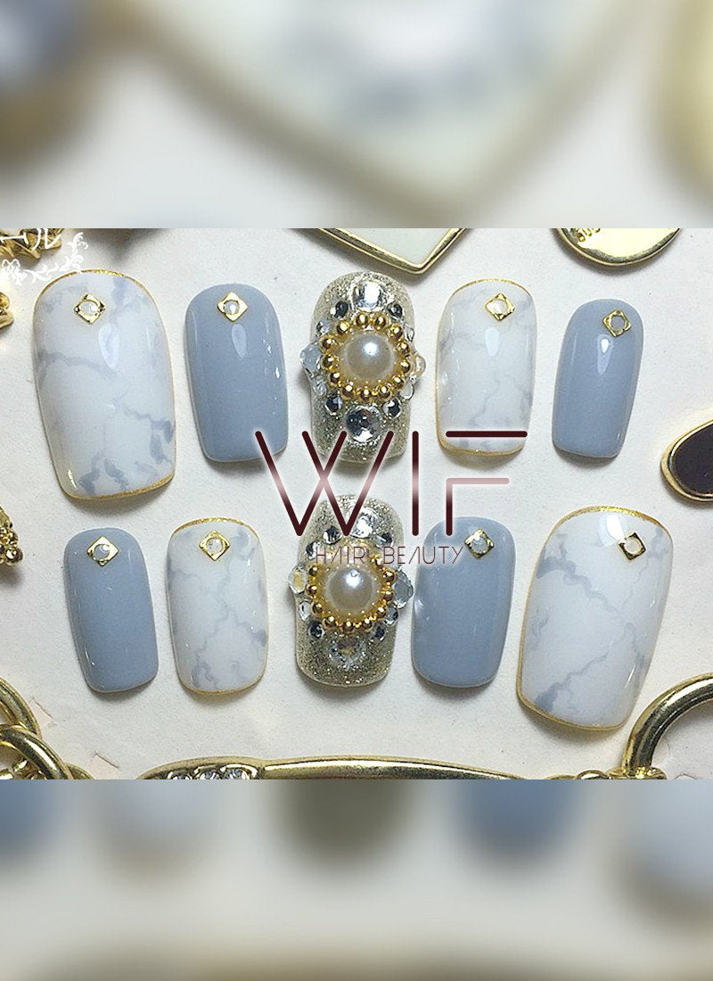 Matte Marbling False Nails NC001
