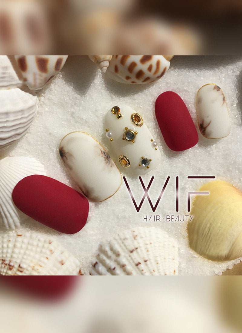 Matte Red Flower False Nails NC003