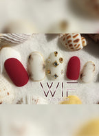 Matte Red Flower False Nails NC003