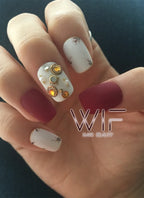 Matte Red Flower False Nails NC003