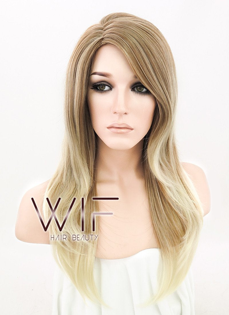 21" Straight Mixed Blonde Zig Zag Parting Synthetic Wig NW002
