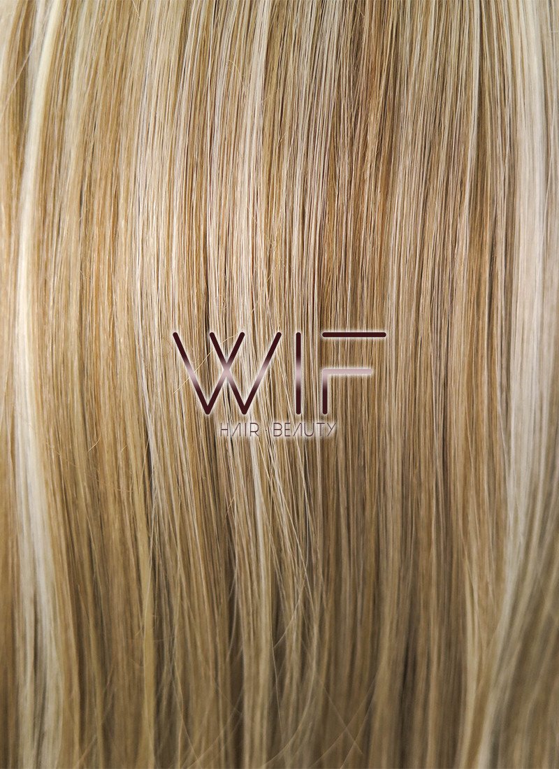 28" Wavy Pale Blonde Mixed Light Brown Synthetic Wig NW014