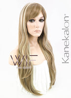 28" Wavy Pale Blonde Mixed Light Brown Synthetic Wig NW014