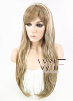28" Wavy Pale Blonde Mixed Light Brown Synthetic Wig NW014