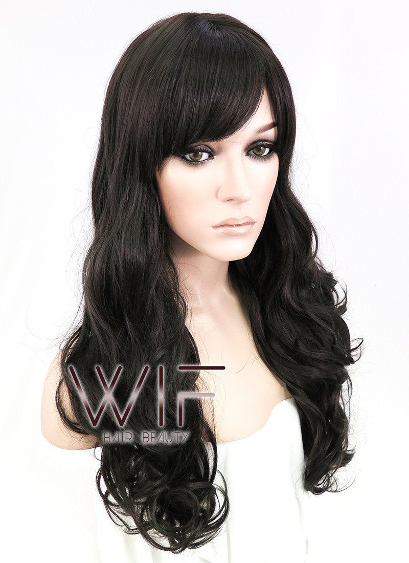24" Wavy Dark Brown Synthetic Wig NW035