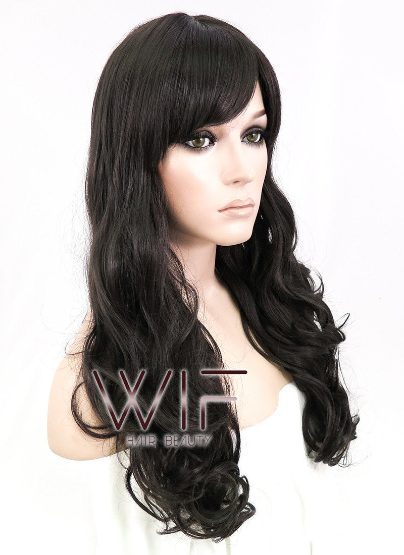 24" Wavy Dark Brown Synthetic Wig NW035