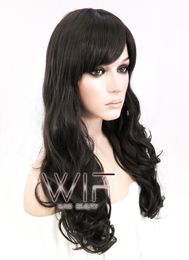 24" Wavy Dark Brown Synthetic Wig NW035