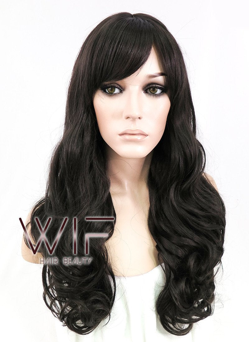 24" Wavy Dark Brown Synthetic Wig NW035