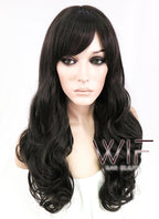 24" Wavy Dark Brown Synthetic Wig NW035
