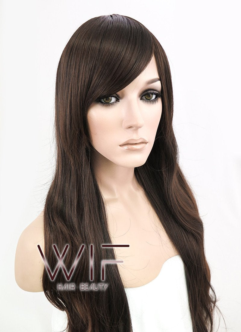 24" Wavy Mixed Brown Synthetic Wig NW040