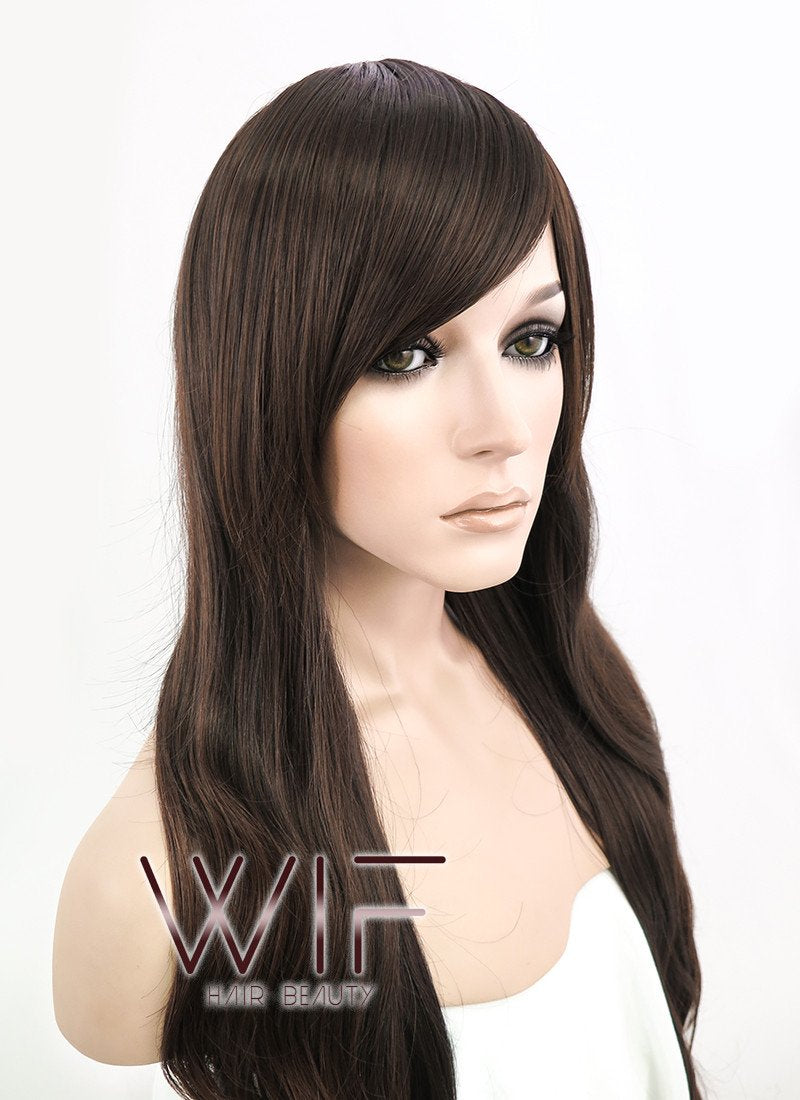 24" Wavy Mixed Brown Synthetic Wig NW040