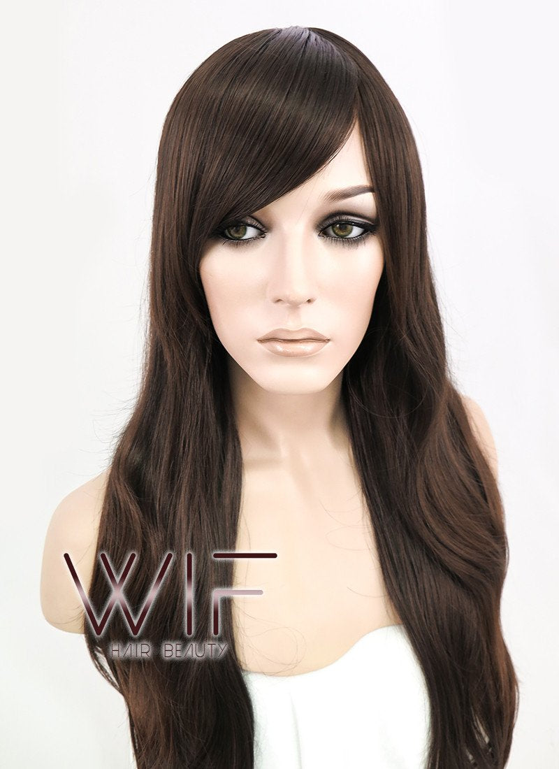 24" Wavy Mixed Brown Synthetic Wig NW040
