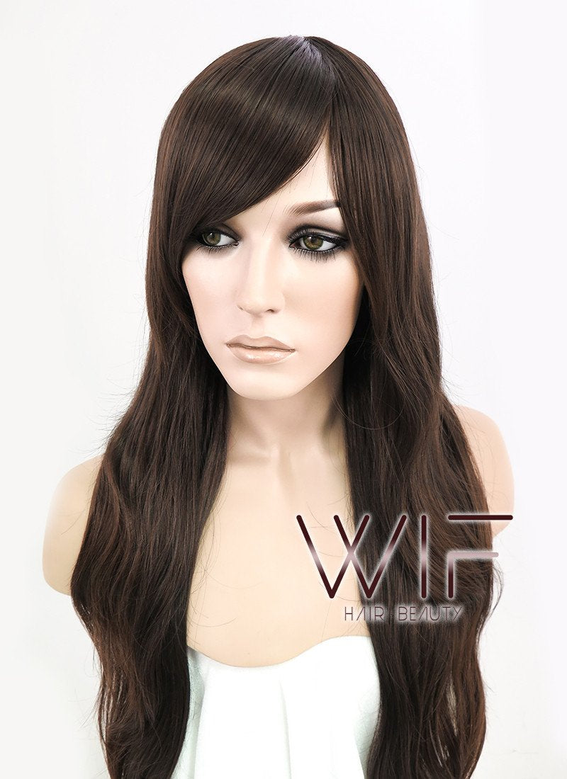 24" Wavy Mixed Brown Synthetic Wig NW040
