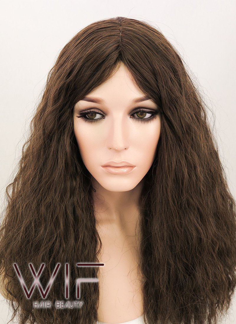 18" Wavy Mixed Dark Brown Synthetic Wig NW061
