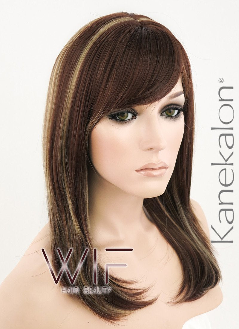 17" Straight Brown Mixed Blonde Synthetic Wig NW068