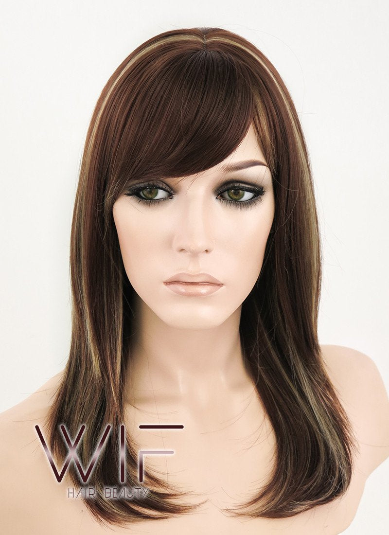17" Straight Brown Mixed Blonde Synthetic Wig NW068