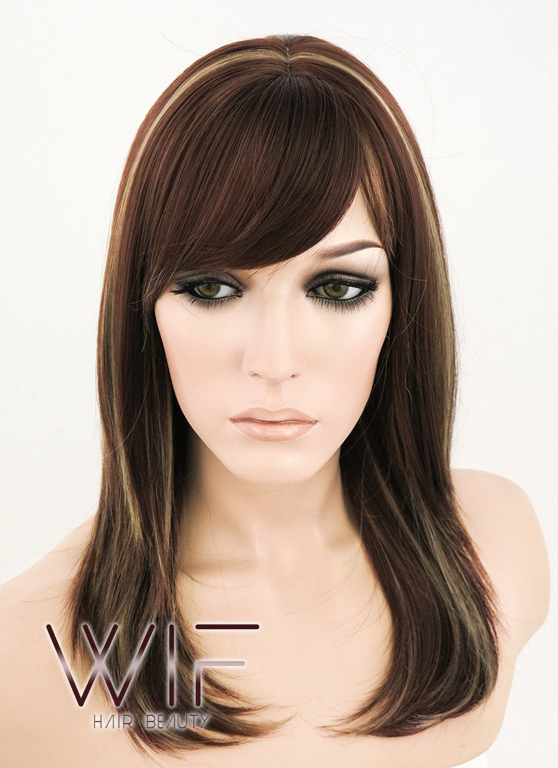 17" Straight Brown Mixed Blonde Synthetic Wig NW068