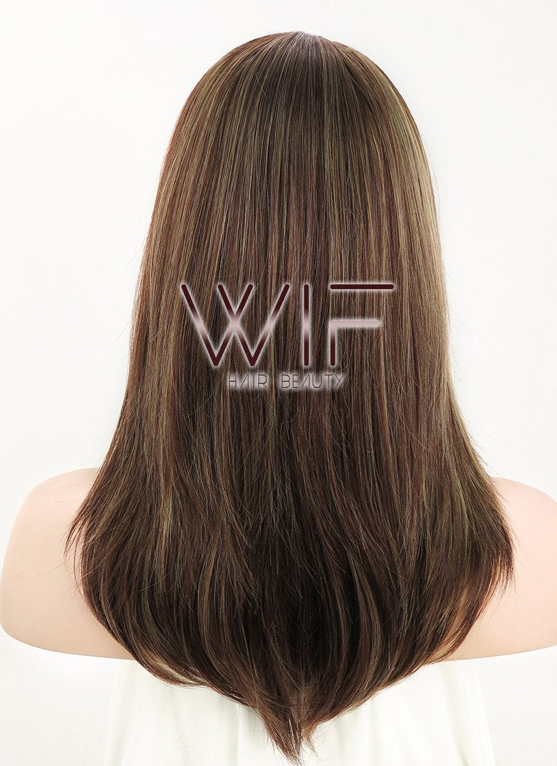 17" Straight Brown Mixed Blonde Synthetic Wig NW068