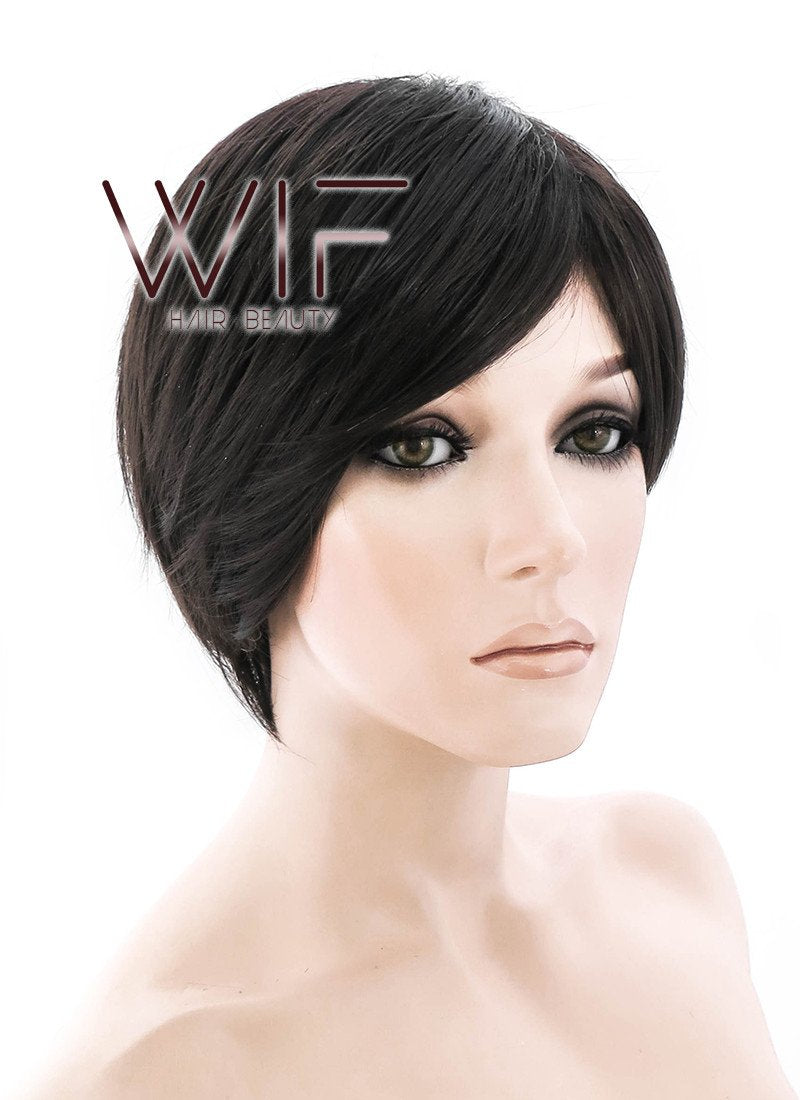 9" Straight Natural Black Synthetic Wig NW082