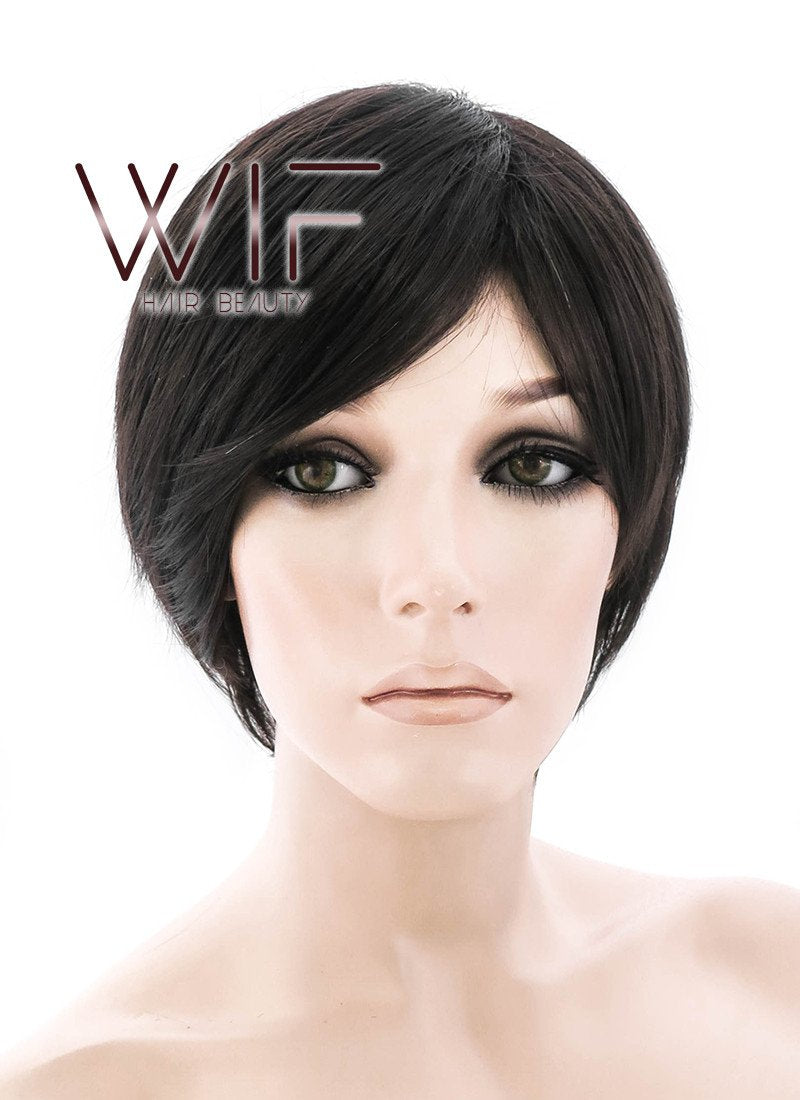 9" Straight Natural Black Synthetic Wig NW082