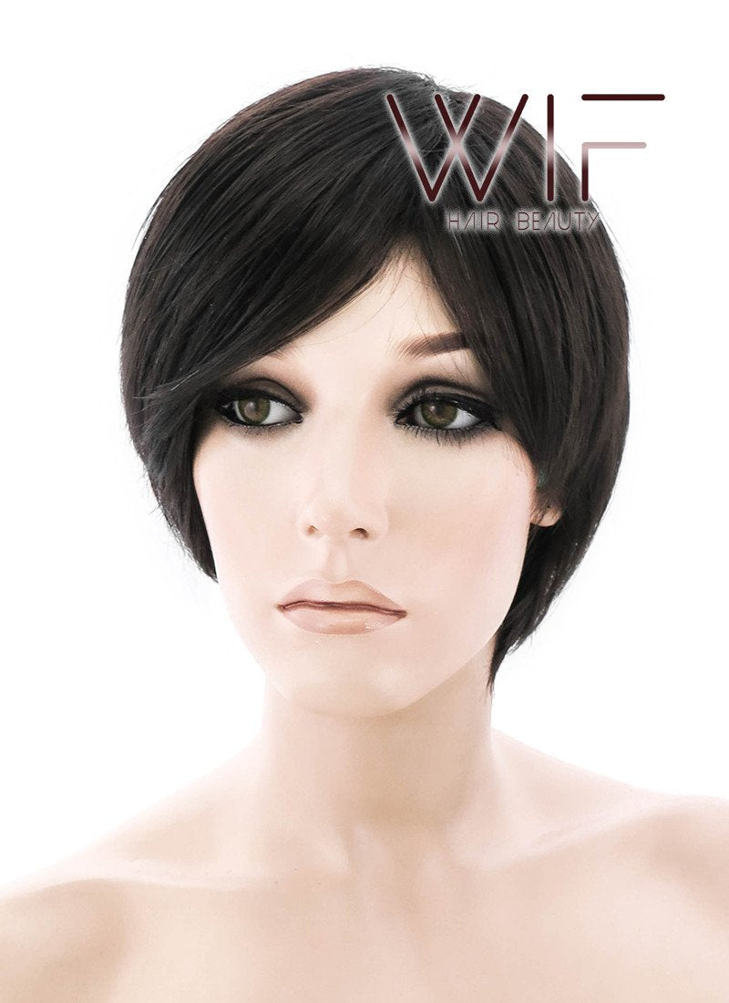 9" Straight Natural Black Synthetic Wig NW082