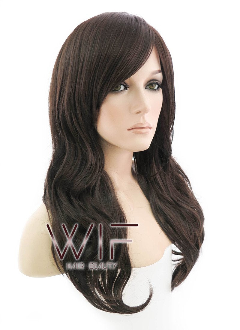 24" Wavy Mixed Brown Synthetic Wig NW091