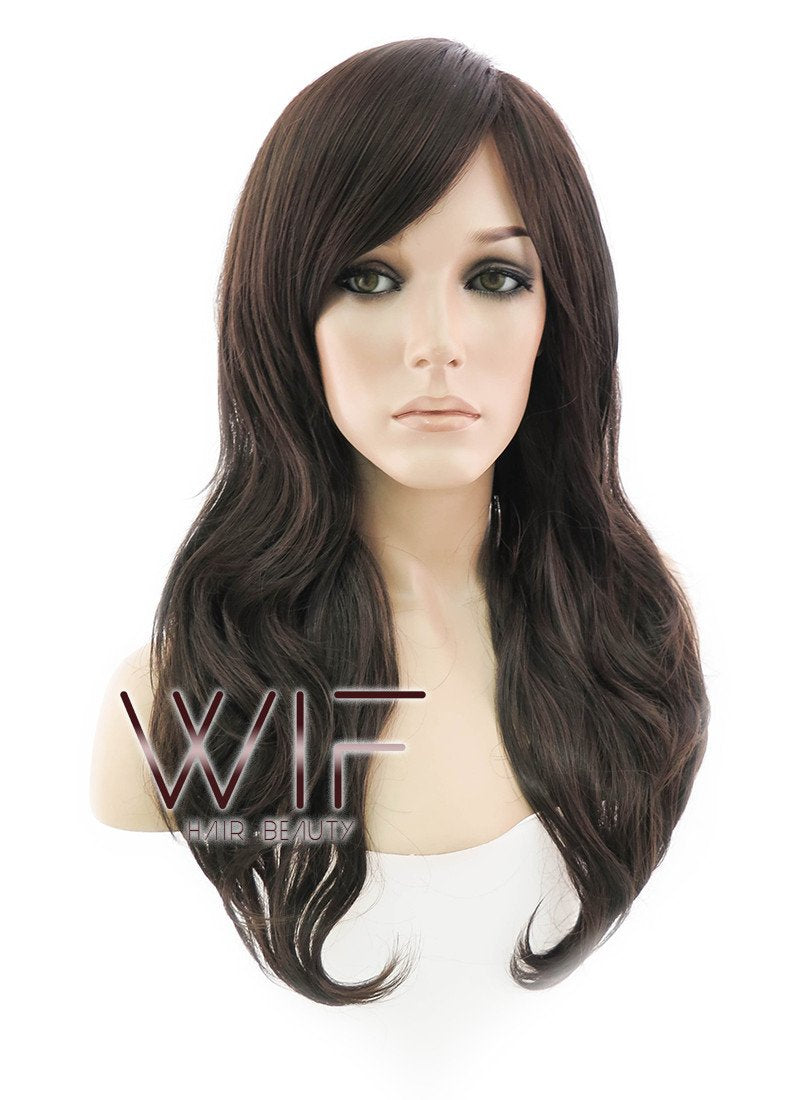 24" Wavy Mixed Brown Synthetic Wig NW091