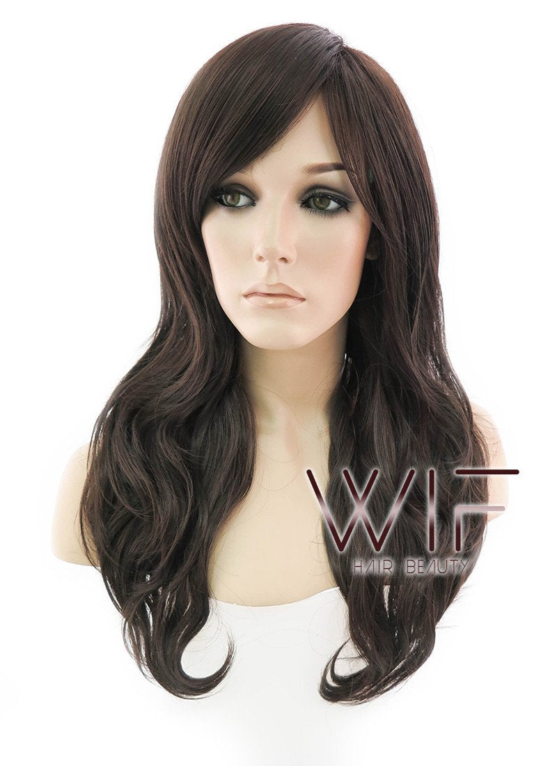 24" Wavy Mixed Brown Synthetic Wig NW091