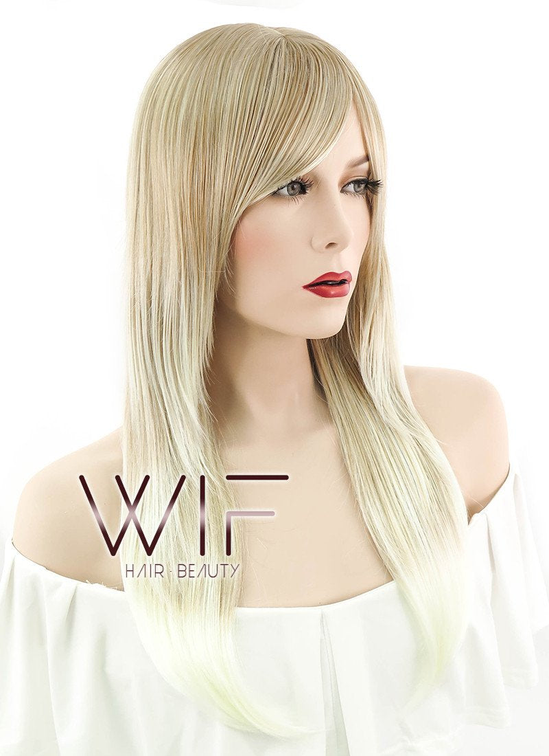 24" Straight Two Tone Blonde Synthetic Wig NW005