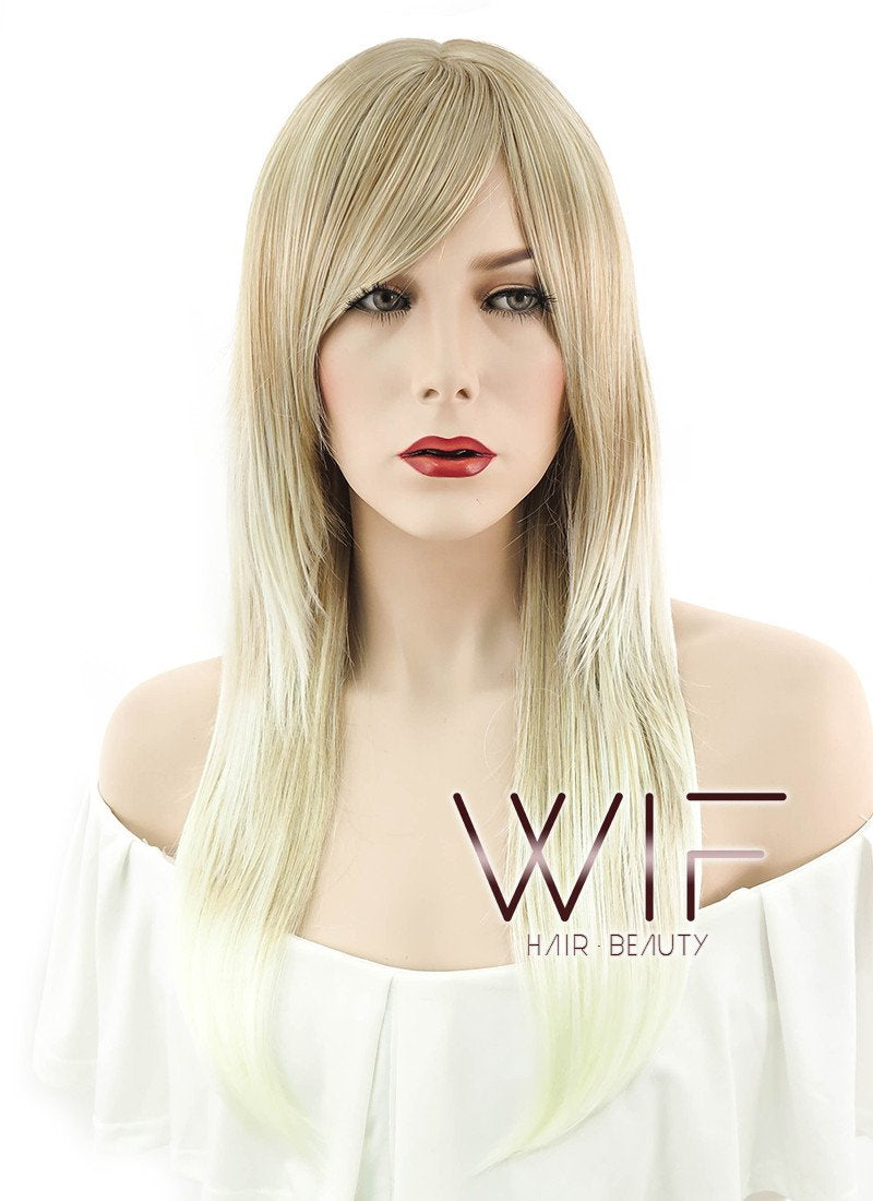 24" Straight Two Tone Blonde Synthetic Wig NW005
