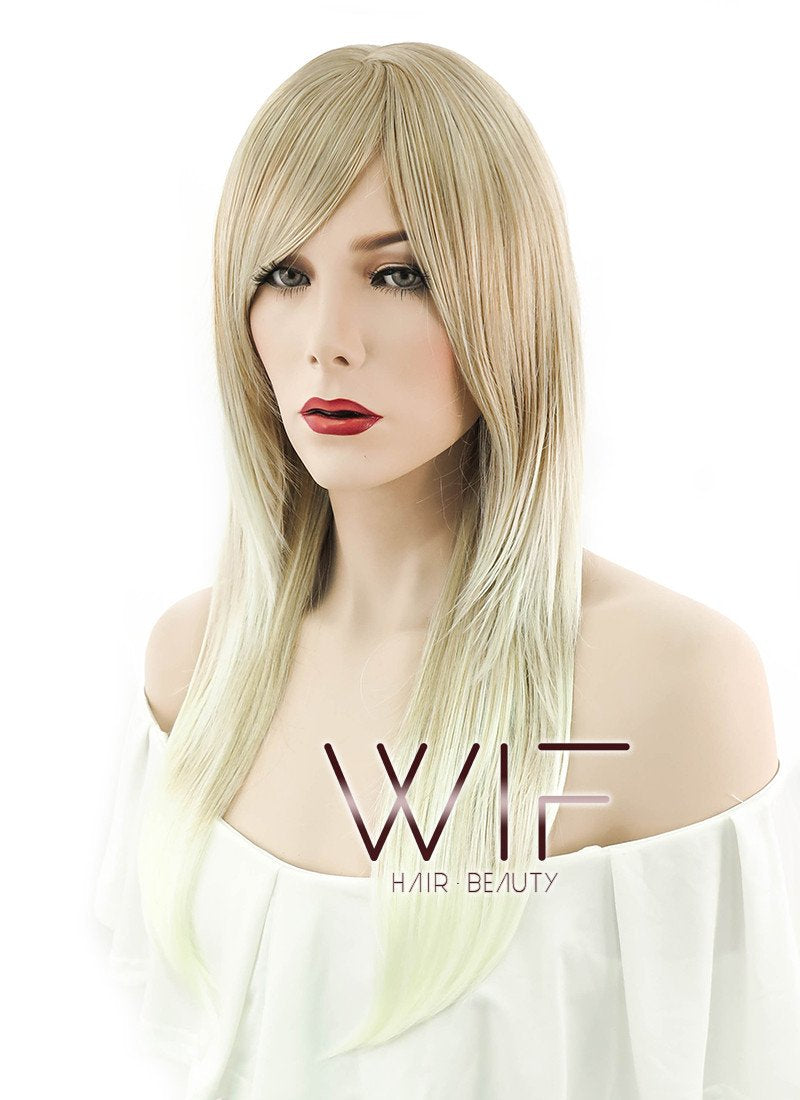 24" Straight Two Tone Blonde Synthetic Wig NW005