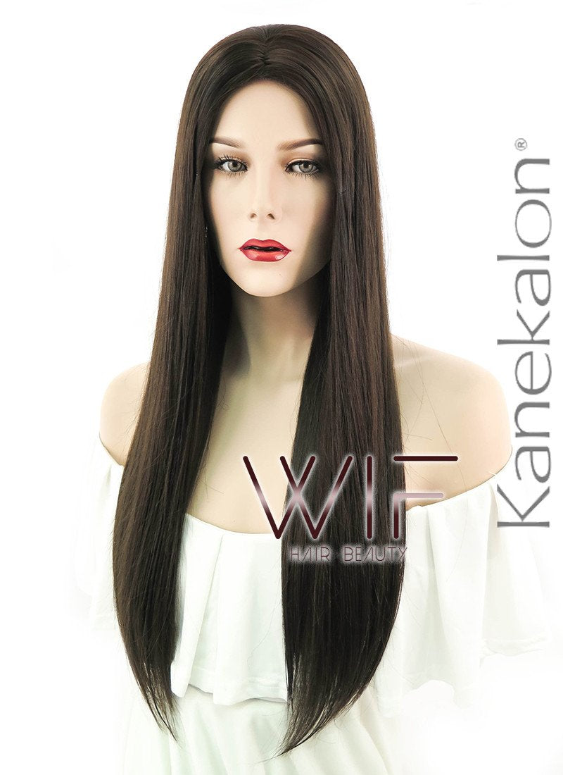24" Straight Dark Brown Synthetic Wig NW008
