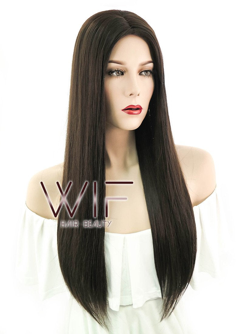 24" Straight Dark Brown Synthetic Wig NW008