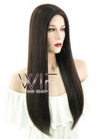 24" Straight Dark Brown Synthetic Wig NW008