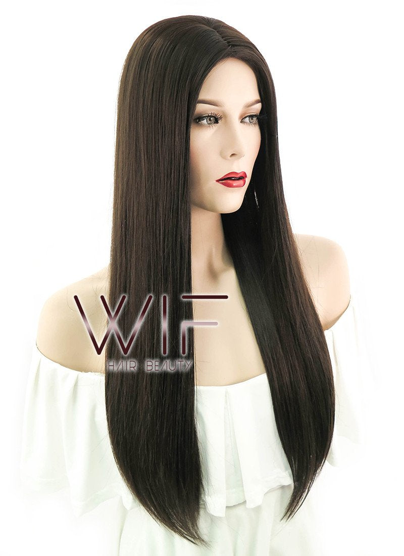 24" Straight Dark Brown Synthetic Wig NW008