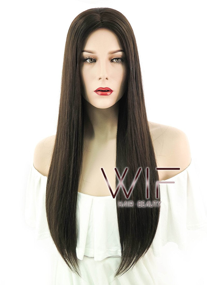 24" Straight Dark Brown Synthetic Wig NW008