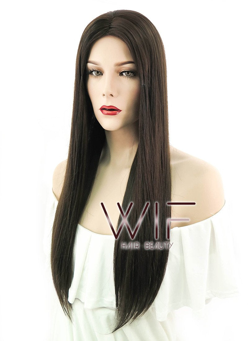 24" Straight Dark Brown Synthetic Wig NW008