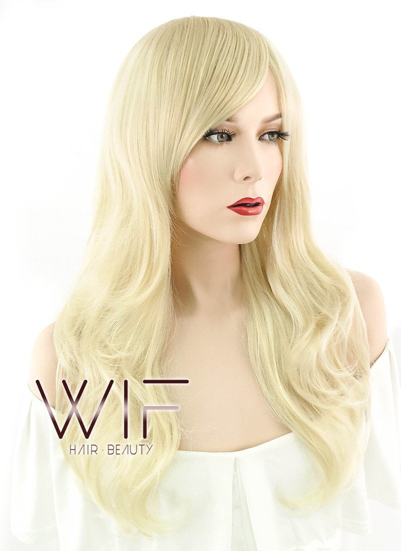 24" Wavy Mixed Light Blonde Synthetic Wig NW022