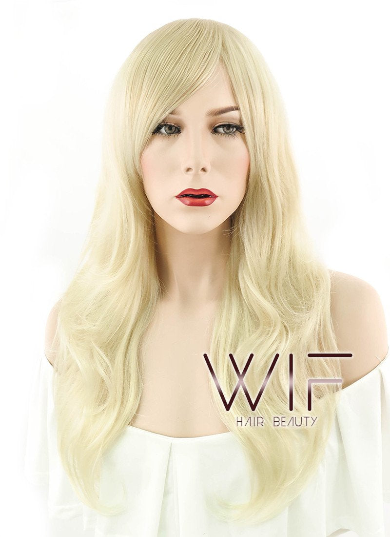 24" Wavy Mixed Light Blonde Synthetic Wig NW022